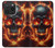 S3986 火の頭蓋骨 Fire Skull iPhone 15 Pro バックケース、フリップケース・カバー
