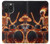 S3985 火の頭蓋骨のドラマー Fire Skull Drummer iPhone 15 Pro Max バックケース、フリップケース・カバー