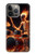 S3985 火の頭蓋骨のドラマー Fire Skull Drummer iPhone 14 Pro バックケース、フリップケース・カバー