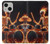 S3985 火の頭蓋骨のドラマー Fire Skull Drummer iPhone 13 mini バックケース、フリップケース・カバー