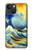 S4005 油絵 グレートウェーブ Oil Color Painting Great Waves iPhone 13 mini バックケース、フリップケース・カバー