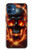 S3986 火の頭蓋骨 Fire Skull iPhone 12 mini バックケース、フリップケース・カバー