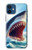 S4004 油絵 巨大サメ Oil Color Painting Giant Shark iPhone 12 mini バックケース、フリップケース・カバー