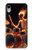 S3985 火の頭蓋骨のドラマー Fire Skull Drummer iPhone XR バックケース、フリップケース・カバー