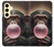 S3973 ピンクの風船ガムを吹くチンパンジー Chimpanzee Blowing Pink Bubblegum Samsung Galaxy S24 FE バックケース、フリップケース・カバー