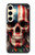 S4015 スカル アメリカ国旗 Skull American Flag Samsung Galaxy S24 バックケース、フリップケース・カバー