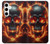 S3986 火の頭蓋骨 Fire Skull Samsung Galaxy S24 Plus バックケース、フリップケース・カバー