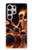 S3985 火の頭蓋骨のドラマー Fire Skull Drummer Samsung Galaxy S24 Ultra バックケース、フリップケース・カバー