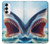 S4004 油絵 巨大サメ Oil Color Painting Giant Shark Samsung Galaxy S23 バックケース、フリップケース・カバー