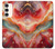 S4012 赤い大理石の金色の静脈 Red Marble Gold Veins Samsung Galaxy S23 Plus バックケース、フリップケース・カバー
