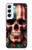 S4015 スカル アメリカ国旗 Skull American Flag Samsung Galaxy S22 バックケース、フリップケース・カバー