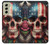 S4015 スカル アメリカ国旗 Skull American Flag Samsung Galaxy S21 FE 5G バックケース、フリップケース・カバー