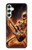 S3984 ギターを弾く火の骸骨 Fire Skeleton Playing Guitar Samsung Galaxy A34 5G バックケース、フリップケース・カバー