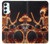 S3985 火の頭蓋骨のドラマー Fire Skull Drummer Samsung Galaxy A34 5G バックケース、フリップケース・カバー