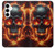 S3986 火の頭蓋骨 Fire Skull Samsung Galaxy A35 5G バックケース、フリップケース・カバー