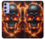 S3986 火の頭蓋骨 Fire Skull Samsung Galaxy A54 5G バックケース、フリップケース・カバー