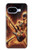 S3984 ギターを弾く火の骸骨 Fire Skeleton Playing Guitar Google Pixel 9a バックケース、フリップケース・カバー