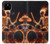 S3985 火の頭蓋骨のドラマー Fire Skull Drummer Google Pixel 4a 5G バックケース、フリップケース・カバー