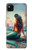 S4006 油絵 人魚 Oil Painting Mermaid Google Pixel 4a バックケース、フリップケース・カバー