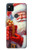 S4029 クリスマス 笑顔のサンタクロース ギフトボックス Xmas Smiling Santa Claus Gift Box Google Pixel 4a バックケース、フリップケース・カバー
