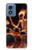 S3985 火の頭蓋骨のドラマー Fire Skull Drummer Motorola Moto G Play 4G (2024) バックケース、フリップケース・カバー