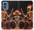 S3985 火の頭蓋骨のドラマー Fire Skull Drummer Motorola Moto G Play 4G (2024) バックケース、フリップケース・カバー
