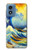 S4005 油絵 グレートウェーブ Oil Color Painting Great Waves Motorola Moto G Play 4G (2024) バックケース、フリップケース・カバー