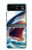 S4004 油絵 巨大サメ Oil Color Painting Giant Shark Motorola Razr 40 バックケース、フリップケース・カバー