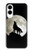 S1981 オオカミは 月にハウリング Wolf Howling at The Moon Samsung Galaxy S25 Edge バックケース、フリップケース・カバー