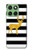 S2794 黒と白のストライプ 金の鹿 Black and White Striped Deer Gold Sparkles Motorola Edge 60 バックケース、フリップケース・カバー
