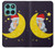 S2849 かわいいスリーピーフクロウ Cute Sleepy Owl Moon Night Motorola Edge 60 Fusion バックケース、フリップケース・カバー