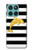 S2882 黒と白のストライプ ゴールドドルフィン Black and White Striped Gold Dolphin Motorola Edge 60 Fusion バックケース、フリップケース・カバー