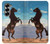 S0934 黒野生馬 Wild Black Horse Samsung Galaxy Z Fold 7 バックケース、フリップケース・カバー