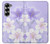 S2361 紫の花 Purple White Flowers Samsung Galaxy Z Fold 7 バックケース、フリップケース・カバー