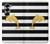 S2882 黒と白のストライプ ゴールドドルフィン Black and White Striped Gold Dolphin Samsung Galaxy Z Fold 7 バックケース、フリップケース・カバー