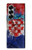 S3313 クロアチアflag Vintage Football Graphic Croatia Flag Vintage Football Graphic Samsung Galaxy Z Fold 7 バックケース、フリップケース・カバー