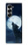 S3693 グリムホワイトウルフ満月 Grim White Wolf Full Moon Samsung Galaxy Z Fold 7 バックケース、フリップケース・カバー