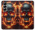 S3986 火の頭蓋骨 Fire Skull Samsung Galaxy Z Fold 7 バックケース、フリップケース・カバー
