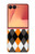 S3421 黒 オレンジ 白 アーガイルプラッド Black Orange White Argyle Plaid Samsung Galaxy Z Flip 7 バックケース、フリップケース・カバー