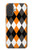 S3421 黒 オレンジ 白 アーガイルプラッド Black Orange White Argyle Plaid iPhone 17 バックケース、フリップケース・カバー