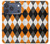 S3421 黒 オレンジ 白 アーガイルプラッド Black Orange White Argyle Plaid iPhone 17 Pro バックケース、フリップケース・カバー