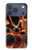 S3985 火の頭蓋骨のドラマー Fire Skull Drummer iPhone 17 Pro バックケース、フリップケース・カバー