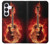 S0415 火ギター Fire Guitar Burn Samsung Galaxy S25 FE バックケース、フリップケース・カバー