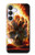 S0863 地獄火スカル Hell Fire Skull Samsung Galaxy S25 FE バックケース、フリップケース・カバー