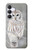 S1566 白フクロウ シロフクロウ Snowy Owl White Owl Samsung Galaxy S25 FE バックケース、フリップケース・カバー