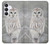 S1566 白フクロウ シロフクロウ Snowy Owl White Owl Samsung Galaxy S25 FE バックケース、フリップケース・カバー