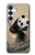 S2210 パンダふわふわアートの絵画 Panda Fluffy Art Painting Samsung Galaxy S25 FE バックケース、フリップケース・カバー