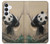 S2210 パンダふわふわアートの絵画 Panda Fluffy Art Painting Samsung Galaxy S25 FE, S26 FE バックケース、フリップケース・カバー