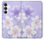S2361 紫の花 Purple White Flowers Samsung Galaxy S25 FE バックケース、フリップケース・カバー