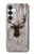S2505 トナカイ古い木材グラフィックプリント Reindeer Head Old Wood Texture Graphic Printed Samsung Galaxy S25 FE バックケース、フリップケース・カバー